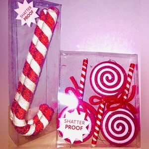 Christmas Glittery Sparkling Candy Cane & Lollipop🍭Tree Ornaments Holiday Season